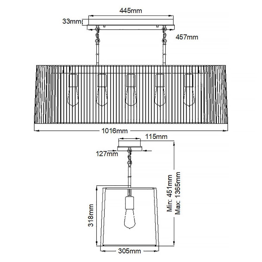 Quintiesse - kroonlühter varrega LINARA 5xE27/60W/230V must/kuldne