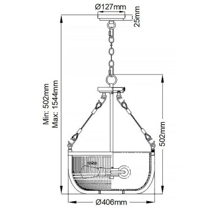 Quintiesse - Ketiga rippuv lühter ROUX 3xE27/60W/230V Ø 40,6 cm kuldne