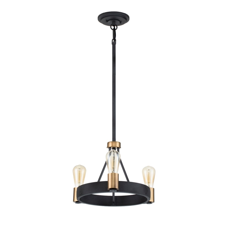 Quintiesse - Varrega rippvalgusti SILAS 3xE27/60W/230V läbimõõt 42,2 cm must/kuldne