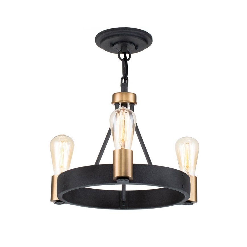 Quintiesse - Varrega rippvalgusti SILAS 3xE27/60W/230V läbimõõt 42,2 cm must/kuldne