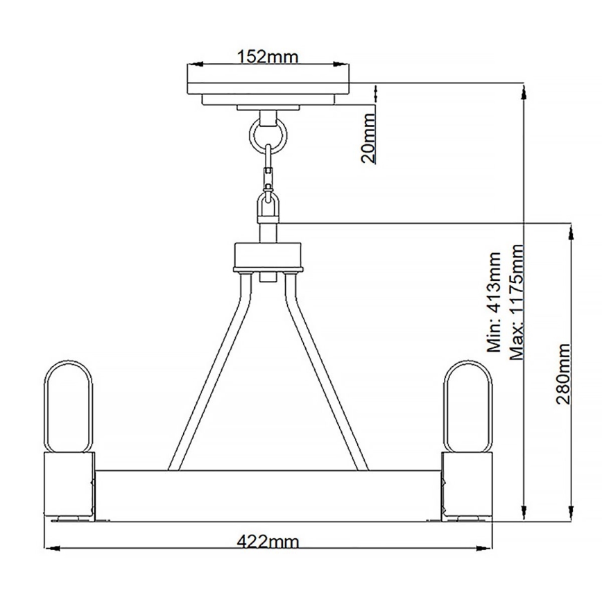 Quintiesse - Varrega rippvalgusti SILAS 3xE27/60W/230V läbimõõt 42,2 cm must/kuldne