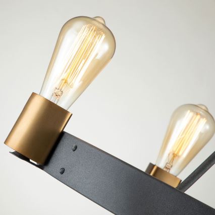 Quintiesse - Rippvalgusti varrega SILAS 4xE27/60W/230V läbimõõt 54,9 cm must/kuldne