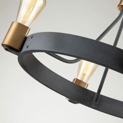 Quintiesse - Rippvalgusti varrega SILAS 4xE27/60W/230V läbimõõt 54,9 cm must/kuldne