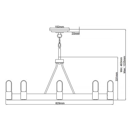 Quintiesse - Laelamp varrega SILAS 8xE27/60W/230V, läbimõõt 82,9 cm, must/kuldne