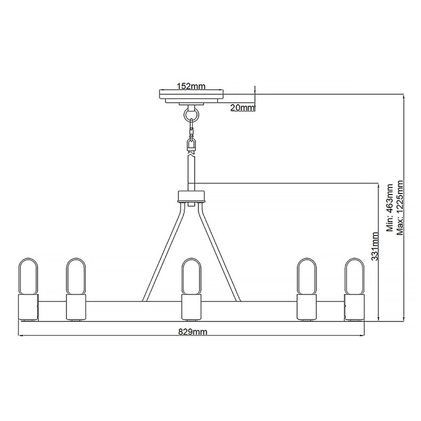Quintiesse - Laelamp varrega SILAS 8xE27/60W/230V, läbimõõt 82,9 cm, must/kuldne