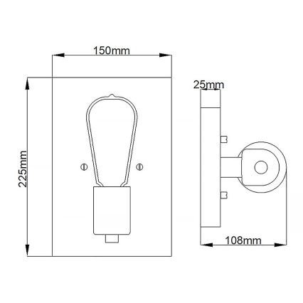Quintiesse - Seinalamp SILAS 1xE27/60W/230V must/kuldne