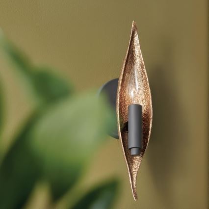 Quintiesse - Seinavalgusti WILLOW 1xE14/40W/230V kuldne/must