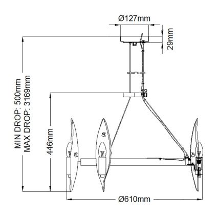Quintiesse - Rippvalgusti kaabliga WILLOW 6xE14/40W/230V läbimõõt 61 cm kuldne/must