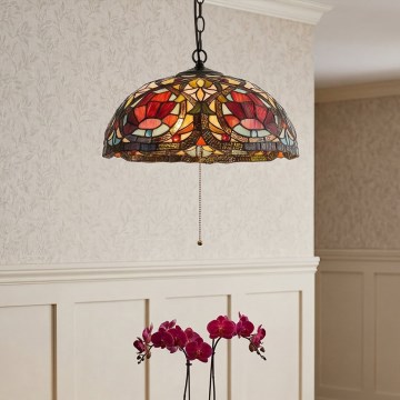 Quoizel - ketiga Tiffany LARISSA ripplühter, 3xE27/60W/230V, läbimõõt 38,5 cm