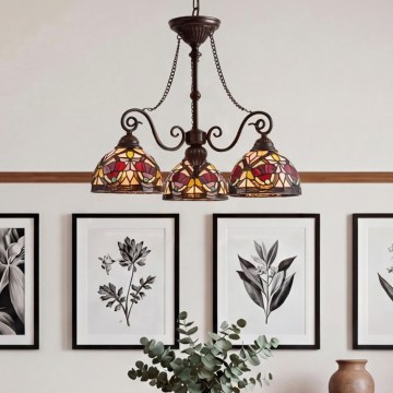 Quoizel - ketiga Tiffany-stiilis lühter LARISSA 3xE27/60W/230V, läbimõõt 63,6 cm