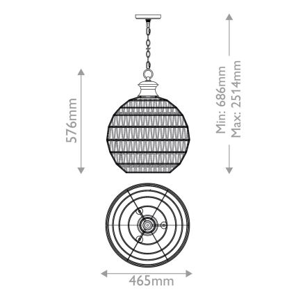 Quoizel - ketiga ripp-lühter CASABLANCA 3xE27/60W/230V pruun
