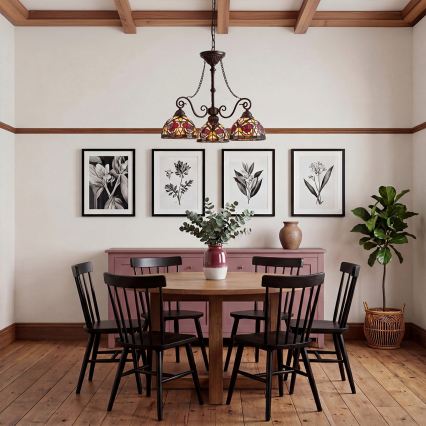 Quoizel - ketiga Tiffany-stiilis lühter LARISSA 3xE27/60W/230V, läbimõõt 63,6 cm