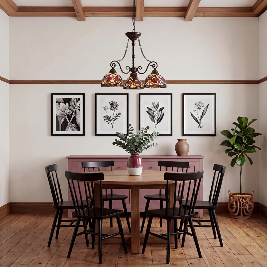 Quoizel - ketiga Tiffany-stiilis lühter LARISSA 3xE27/60W/230V, läbimõõt 63,6 cm