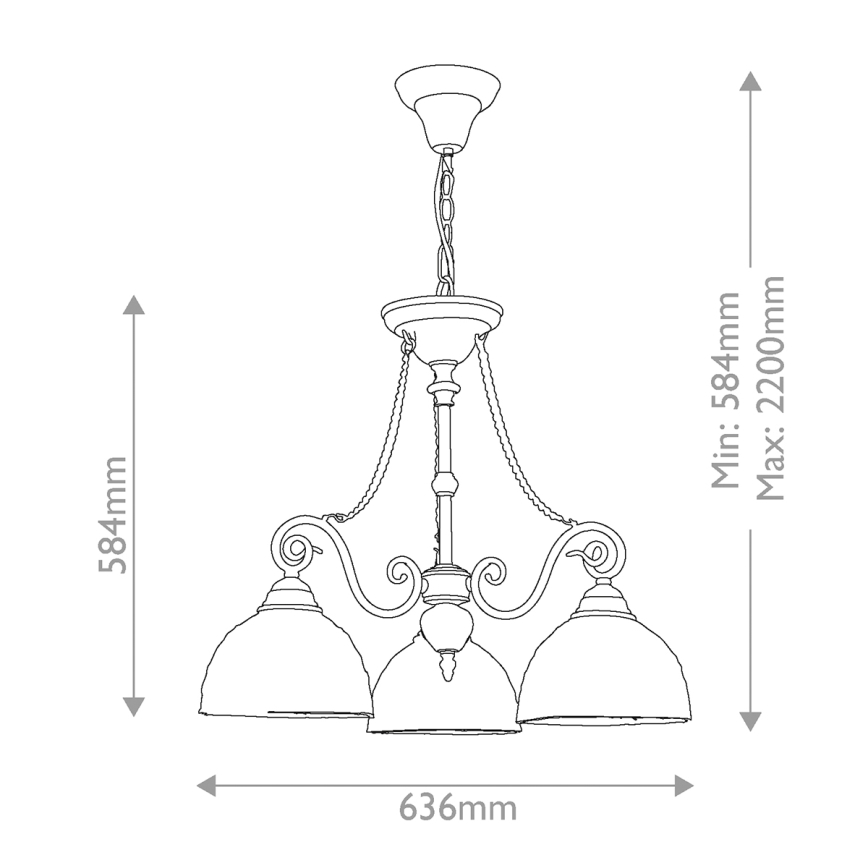 Quoizel - ketiga Tiffany-stiilis lühter LARISSA 3xE27/60W/230V, läbimõõt 63,6 cm