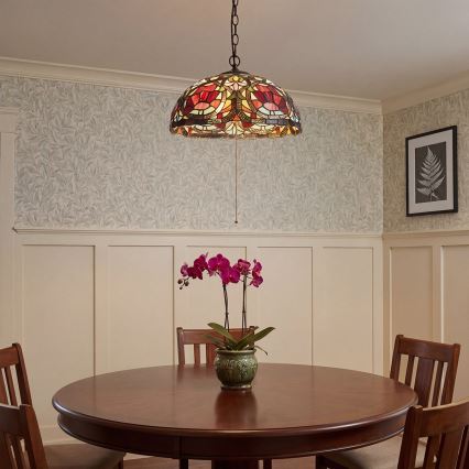 Quoizel - ketiga Tiffany LARISSA ripplühter, 3xE27/60W/230V, läbimõõt 38,5 cm