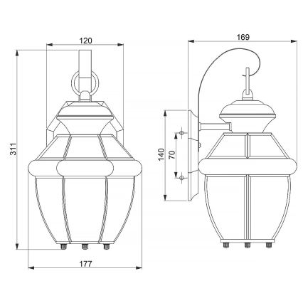 Quoizel - Välisseinavalgusti NEWBURY 1xE27/60W/230V IP44 vaskviimistlusega