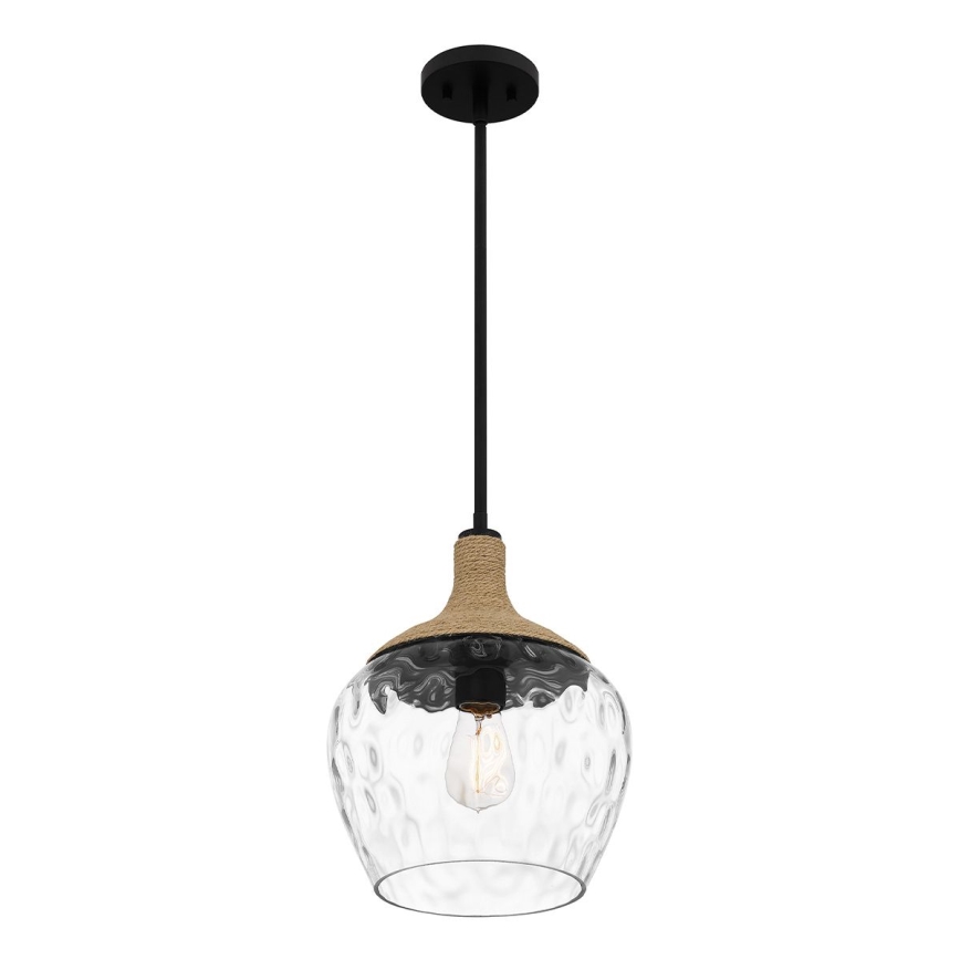 Quoizel - Ripplühter ROYER 1xE27/60W/230V d. 30,2 cm läbipaistev/must/beež
