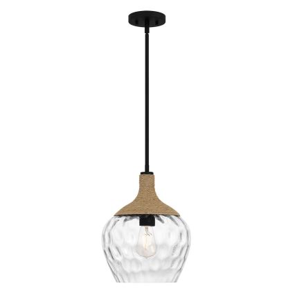 Quoizel - Ripplühter ROYER 1xE27/60W/230V d. 30,2 cm läbipaistev/must/beež