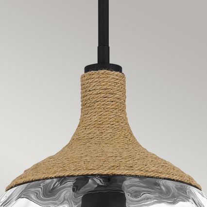 Quoizel - Ripplühter ROYER 1xE27/60W/230V d. 30,2 cm läbipaistev/must/beež