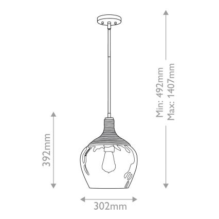 Quoizel - Ripplühter ROYER 1xE27/60W/230V d. 30,2 cm läbipaistev/must/beež