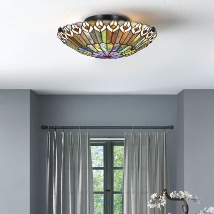 Quoizel - Tiffany-stiilis laelamp WATKINS 2xE27/60W/230V läb. 42 cm