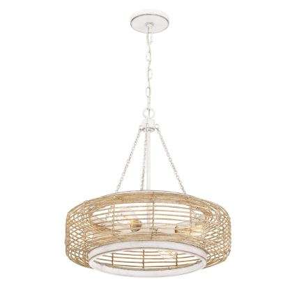 Quoizel - Ripplühter ketiga WAYLON 4xE27/60W/230V, läbimõõt 50,4 cm, pruun/valge