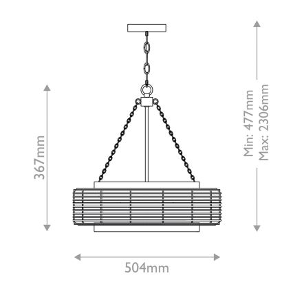 Quoizel - Ripplühter ketiga WAYLON 4xE27/60W/230V, läbimõõt 50,4 cm, pruun/valge