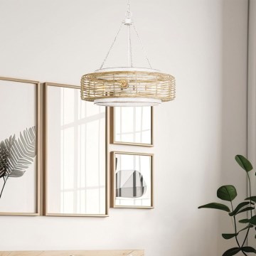 Quoizel - Ripplühter ketiga WAYLON 4xE27/60W/230V, läbimõõt 50,4 cm, pruun/valge