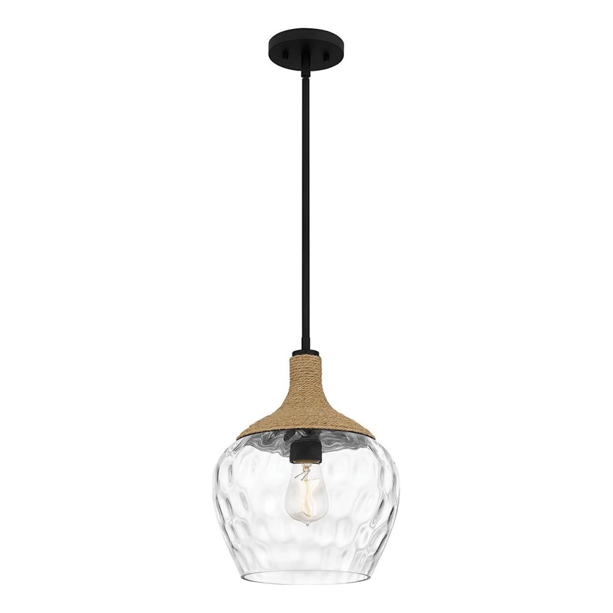 Quoizel - Ripplühter ROYER 1xE27/60W/230V d. 30,2 cm läbipaistev/must/beež