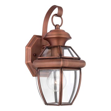 Quoizel - Välisseinavalgusti NEWBURY 1xE27/60W/230V IP44 vaskviimistlusega