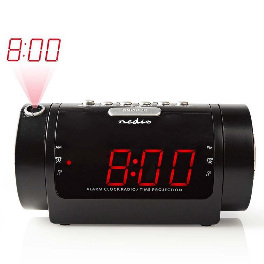 Raadio-äratuskell koos LED ekraani ja projektoriga 230V