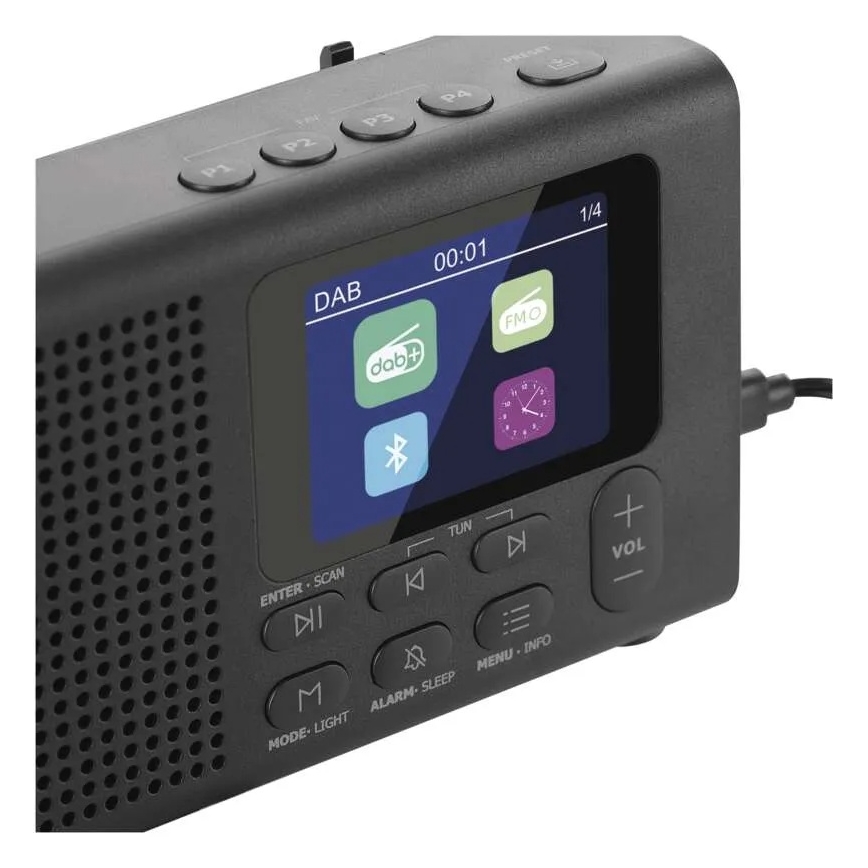 Raadio DAB DAB+ FM 3W/5V/4xAA must