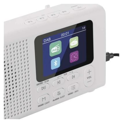 Raadio DAB DAB+ FM 3W/5V/4xAA valge
