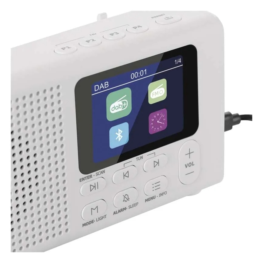 Raadio DAB DAB+ FM 3W/5V/4xAA valge