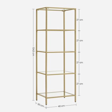 Raamatukapp GLASY 40x125x30 cm kuldne