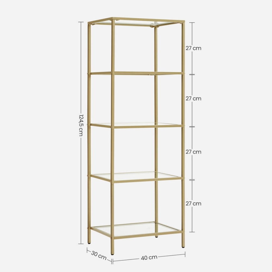 Raamatukapp GLASY 40x125x30 cm kuldne