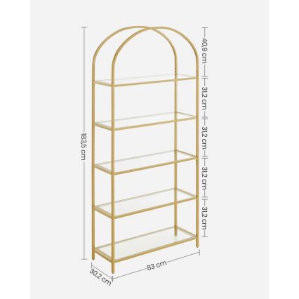 Raamatukapp GLASY 83x184x30 cm kuldne