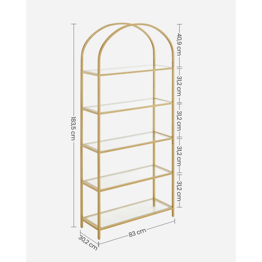 Raamatukapp GLASY 83x184x30 cm kuldne
