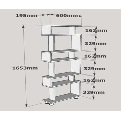 Raamaturiiul BLOK 165x60 cm valge