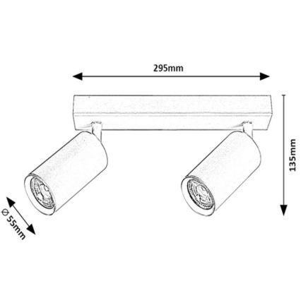 Rabalux - Kohtvalgusti lakke 2xGU10/25W/230V must