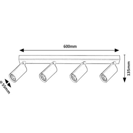 Rabalux - Kohtvalgusti lakke 4xGU10/25W/230V must