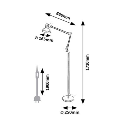 Rabalux - Põrandalamp 1xE27/40W/230V must/läikiv kroom