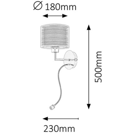 Rabalux 2629 - Seinavalgusti ANASTASIA E27/60W + LED/1W