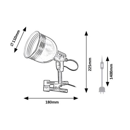 Rabalux - Lamp klamberkinnitusega 1xE14/25W/230V must