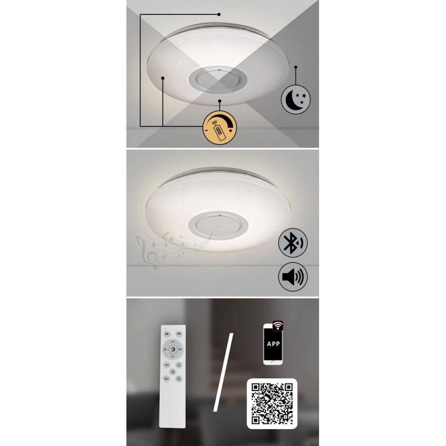 Rabalux - RGB LED Hämardatav laevalgusti kõlariga LED/24W/230V Wi-Fi + kaugjuhtimispult