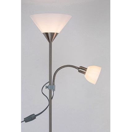 Rabalux - põrandalamp ACTION 1xE27/100W/230V + 1xE14/25W mattkroom/valge