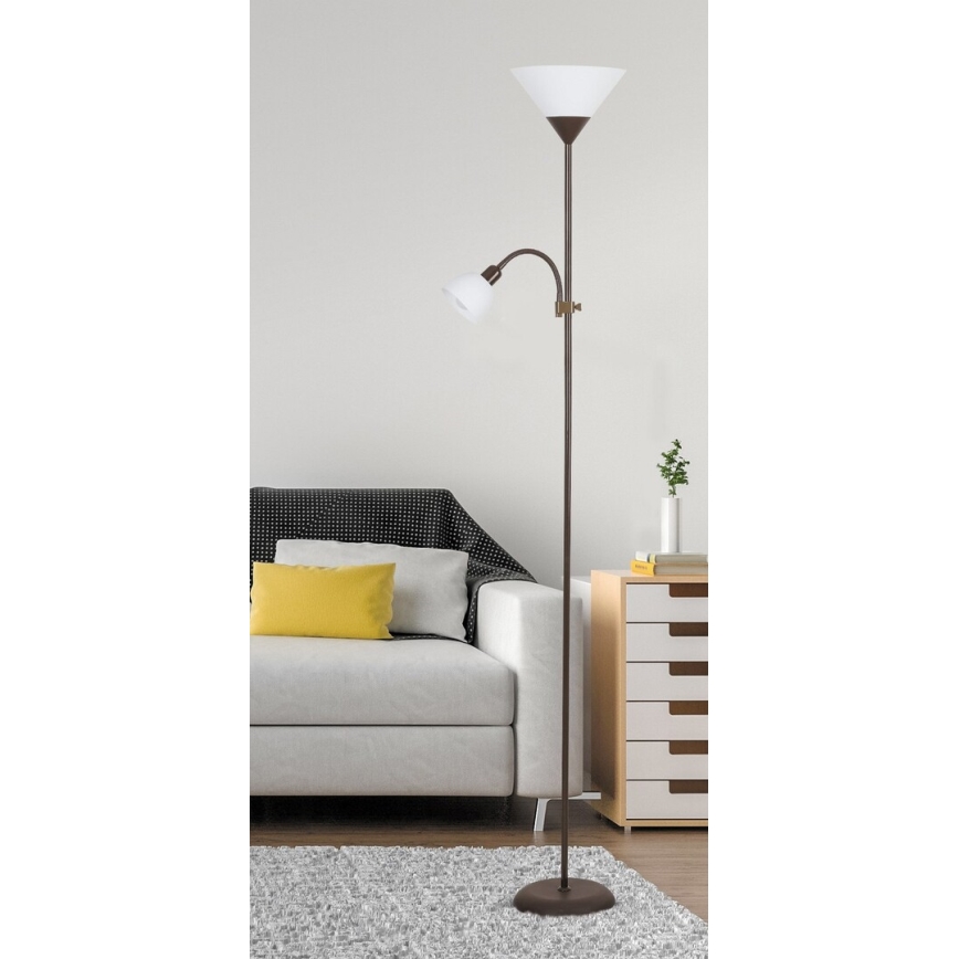 Rabalux - Põrandalamp 1xE27/100W+1xE14/25W/230V pruun/valge