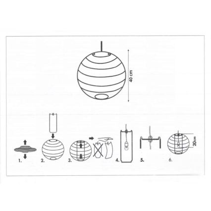 Rabalux 4898 - Lambivari lühtrile RICE valge E27 d. 40 cm