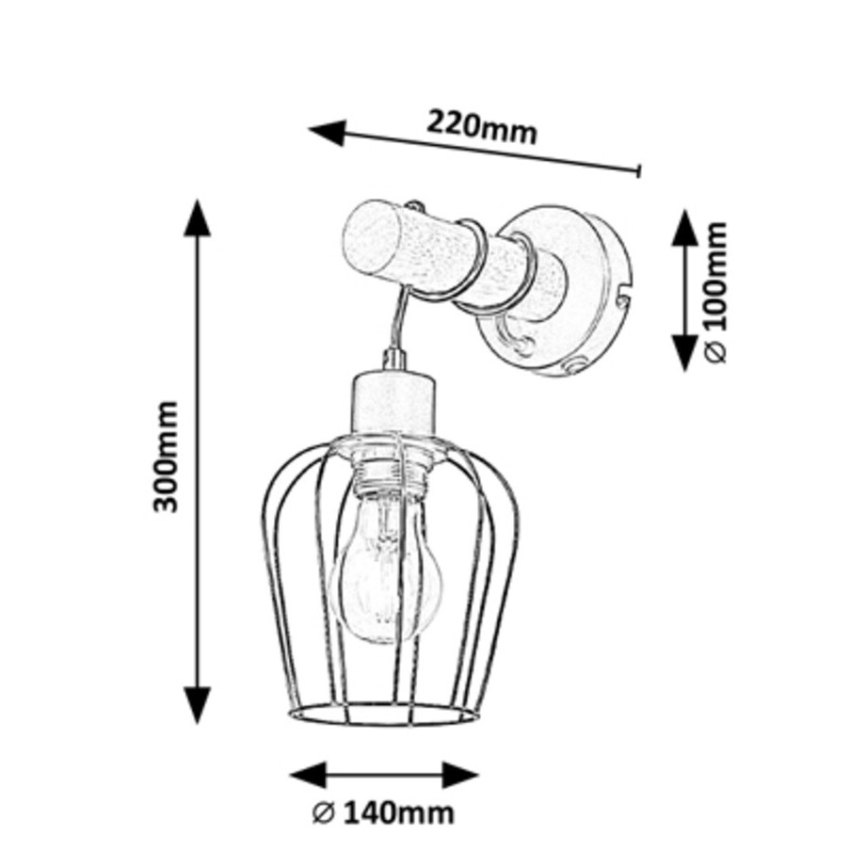 Rabalux - Seinavalgusti 1xE27/40W/230V kummipuu