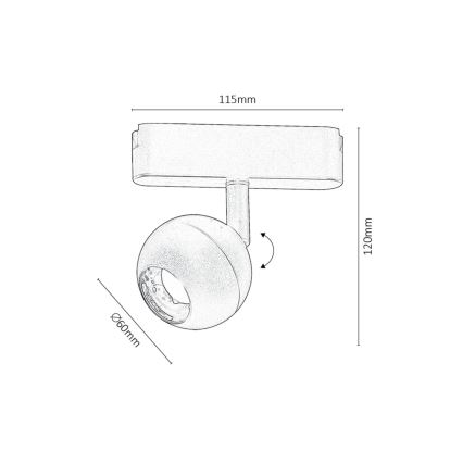 Rabalux - LED Kohtvalgusti 1-faasilisele rööbassüsteemile LED/5W/230V 3000K must